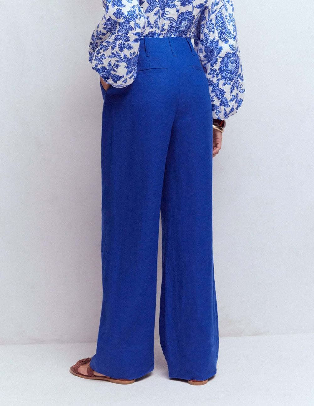 Mayfair Linen Pants-Bright Blue / Boden On sale