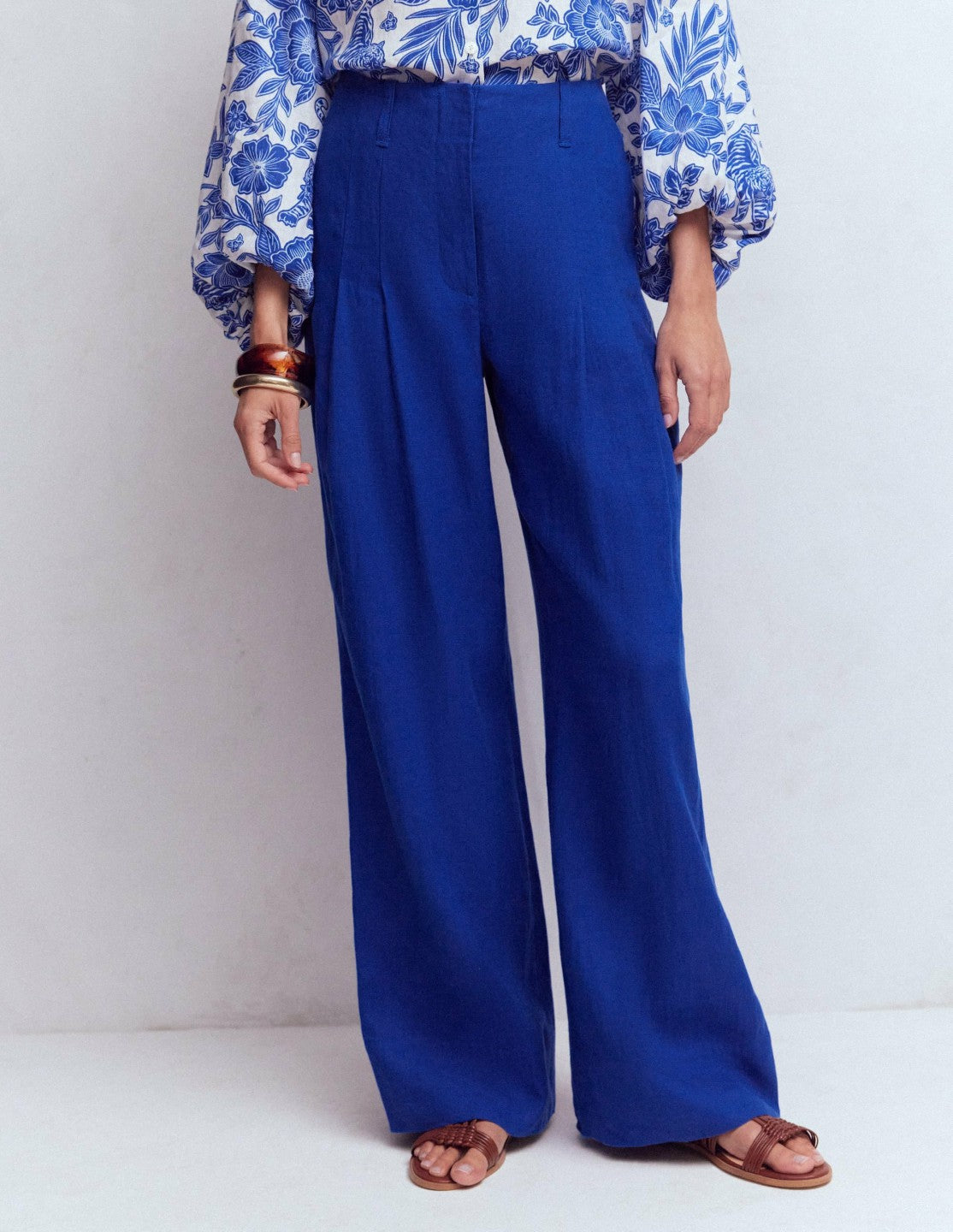Mayfair Linen Pants-Bright Blue / Boden On sale