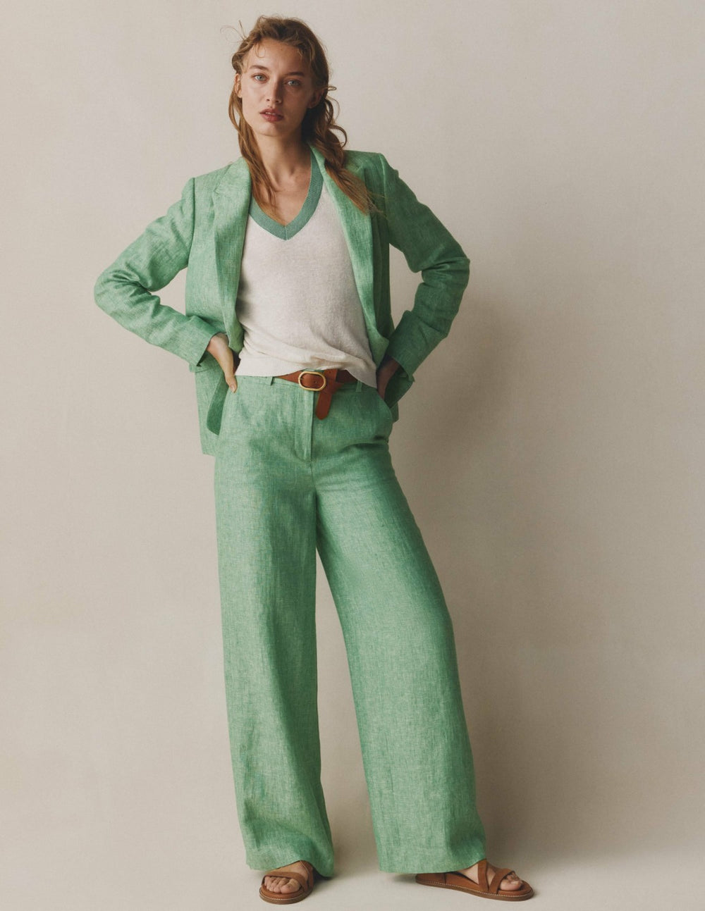 Belgravia Linen Pants-Aloe Green Chambray / Boden Online