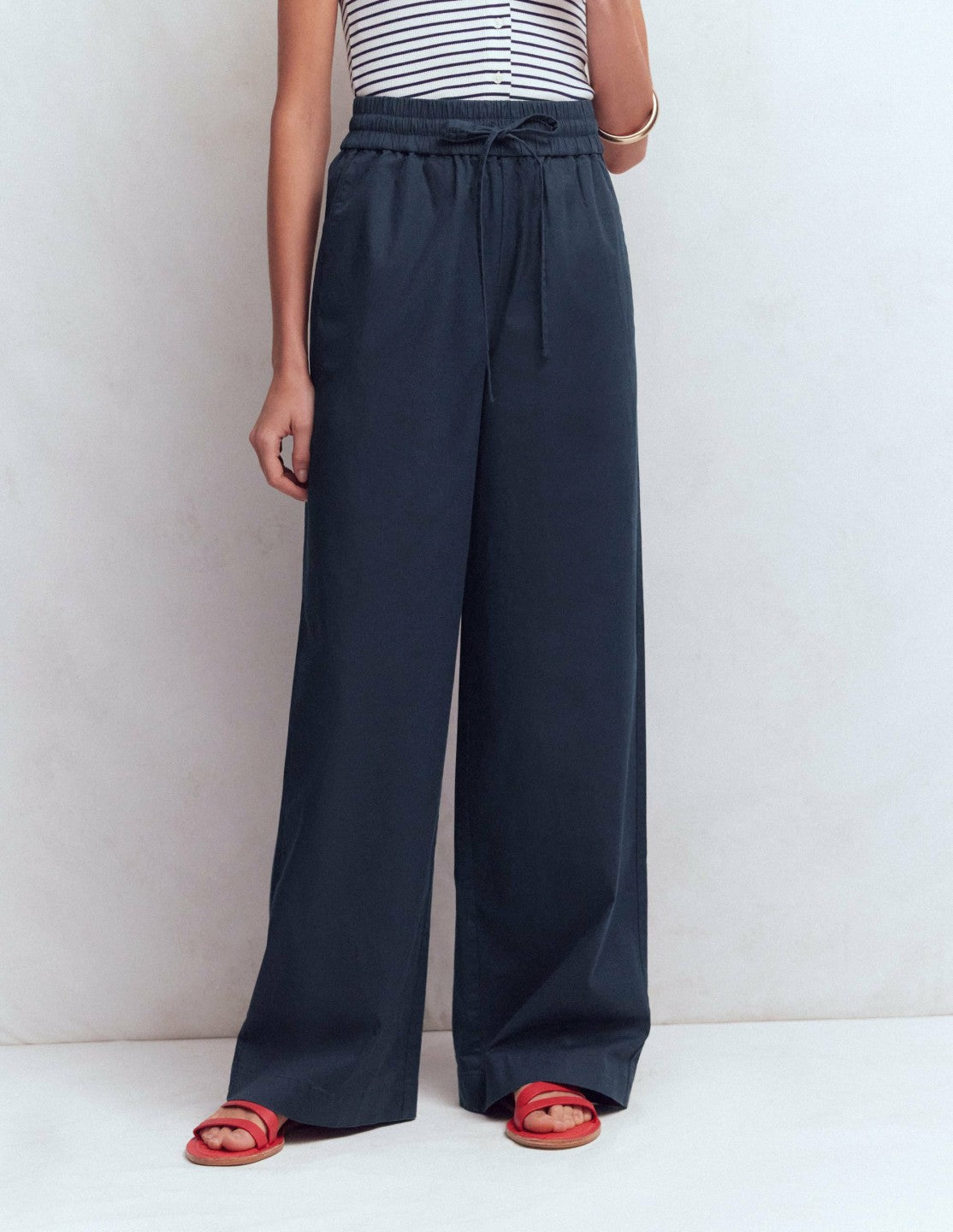 Greenwich Tie Waist Pants-Navy / Boden Outlet