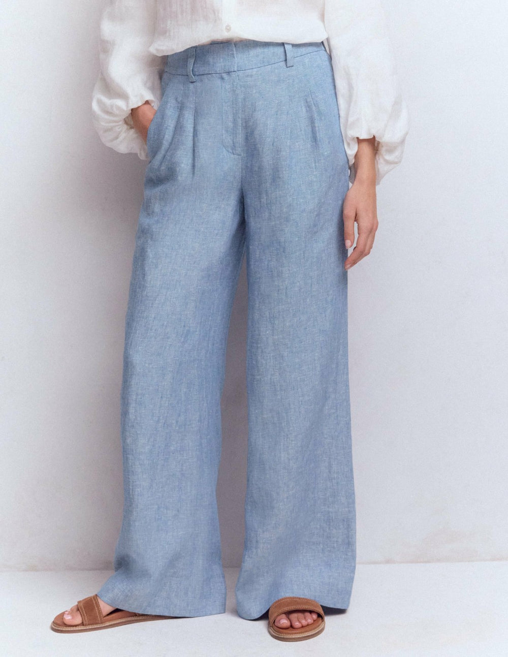 Kensington Linen Pants-Blue Chambray / Boden