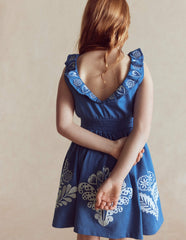Embroidered V-back dress-Bright Blue Embroidery / Boden Sale