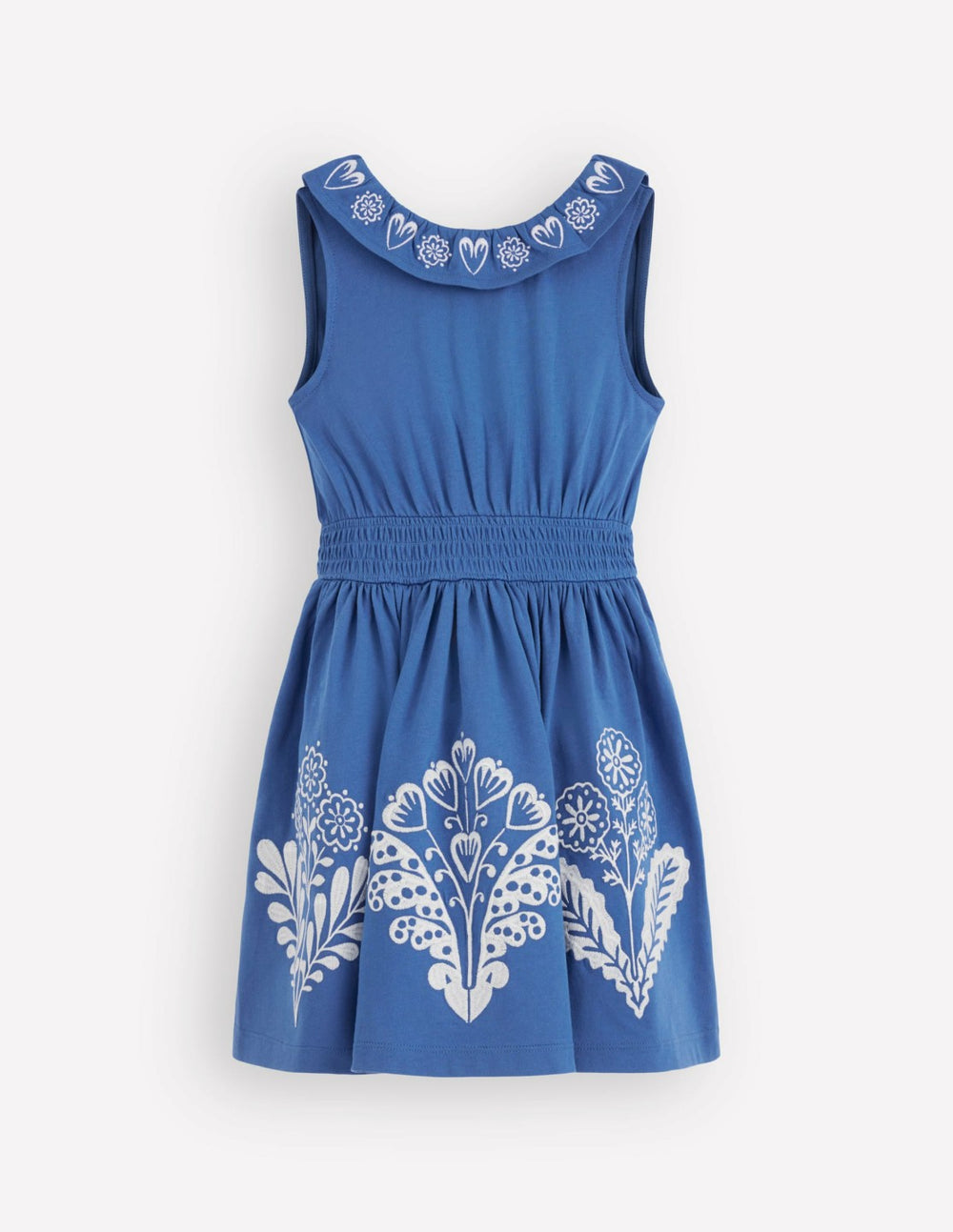 Embroidered V-back dress-Bright Blue Embroidery / Boden Sale