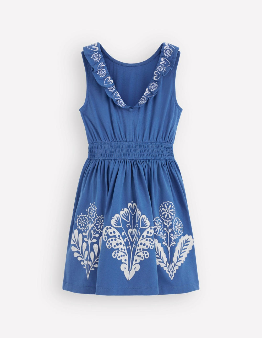 Embroidered V-back dress-Bright Blue Embroidery / Boden Sale