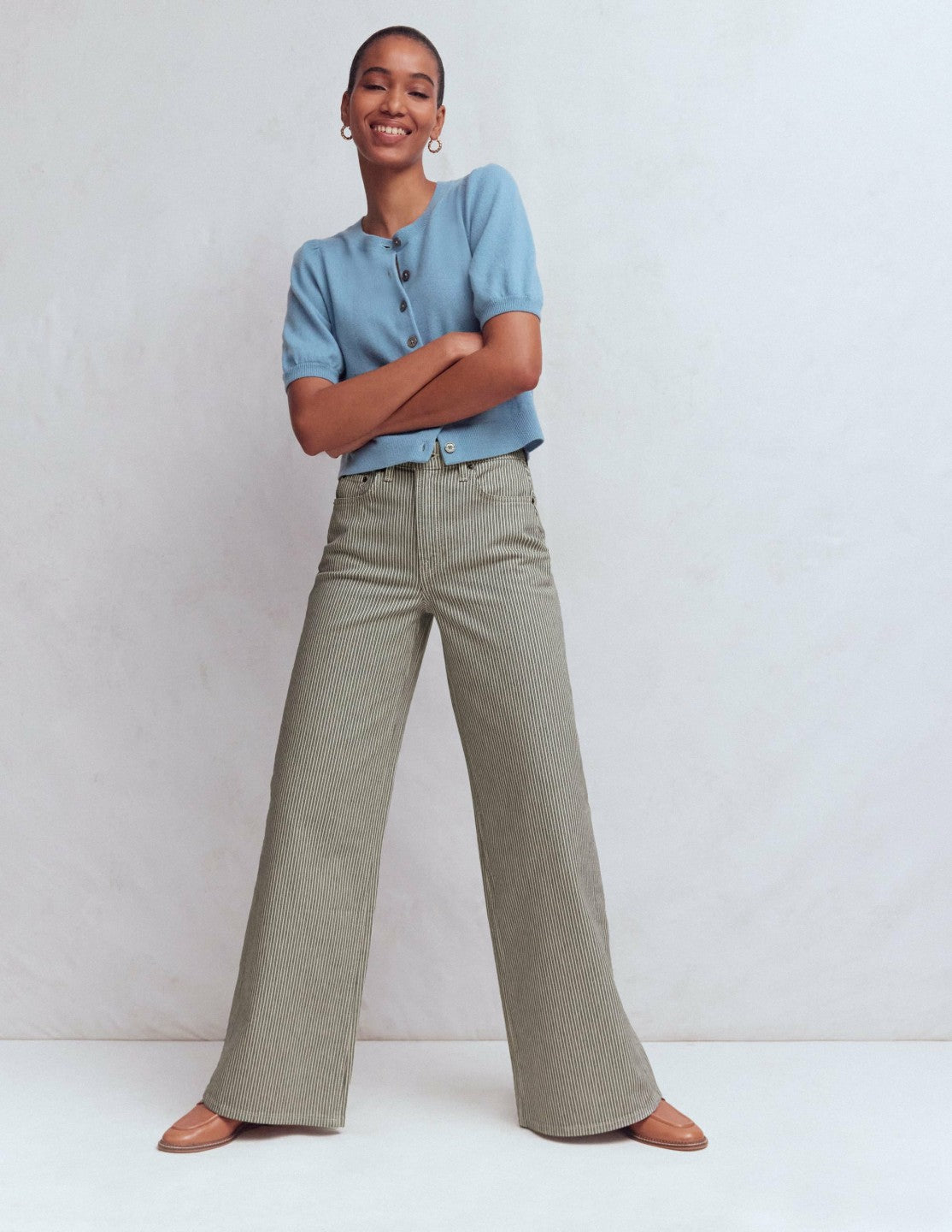 High Rise Wide Leg Jeans-Blue Stripe / Boden Online