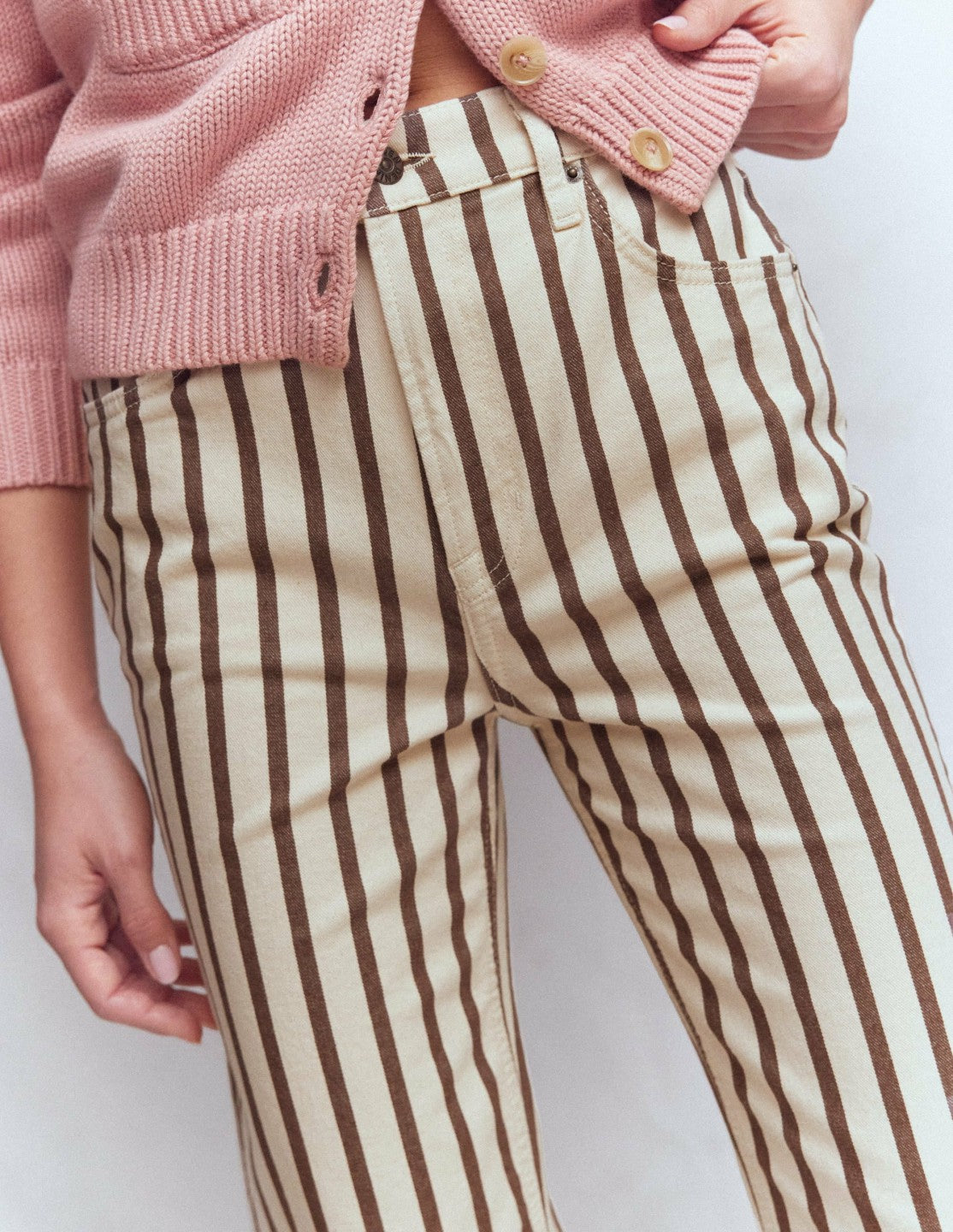 High Rise Straight Jeans-Brown Ecru Stripe / Boden Outlet