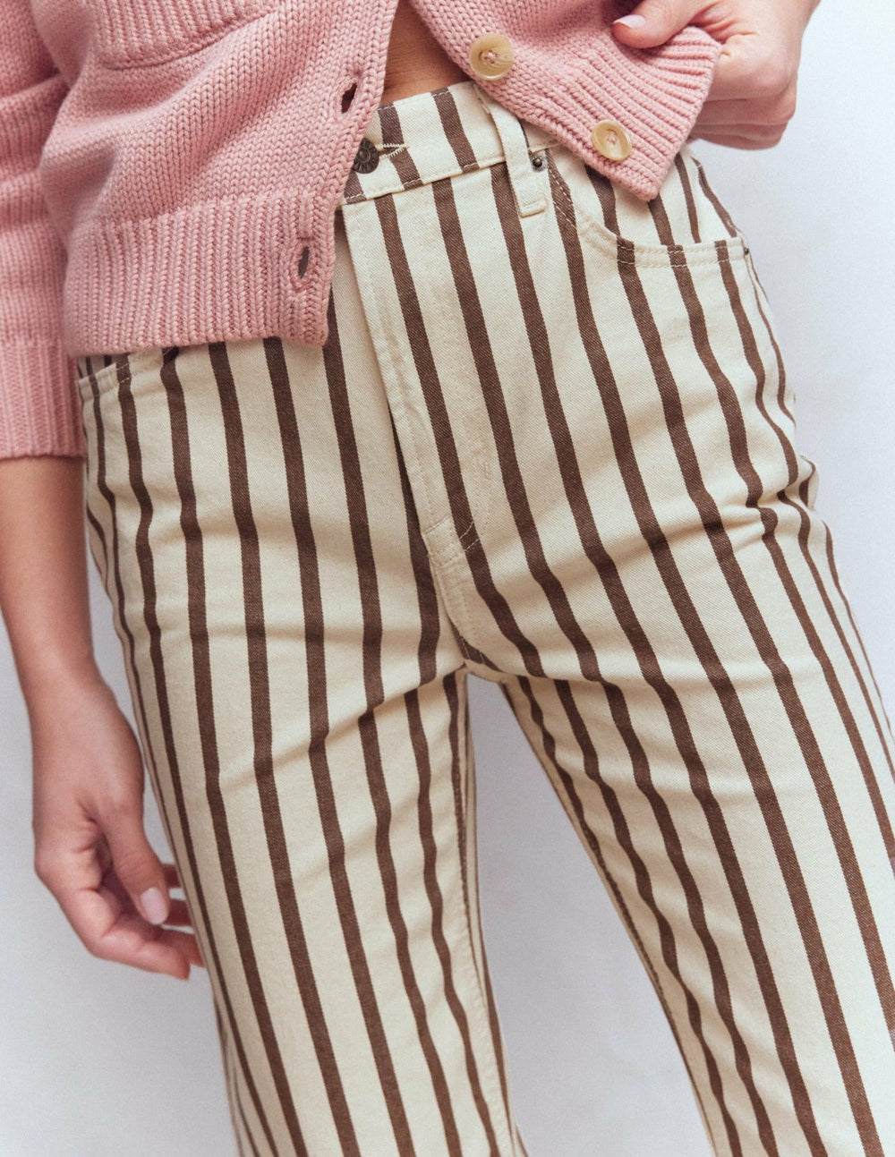 High Rise Straight Jeans-Brown Ecru Stripe / Boden Outlet