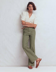 High Rise Column Leg Jeans-Olive Ecru Stripe / Boden