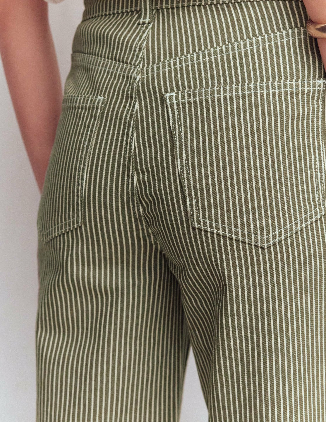 High Rise Column Leg Jeans-Olive Ecru Stripe / Boden