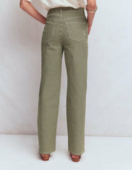 High Rise Column Leg Jeans-Olive Ecru Stripe / Boden
