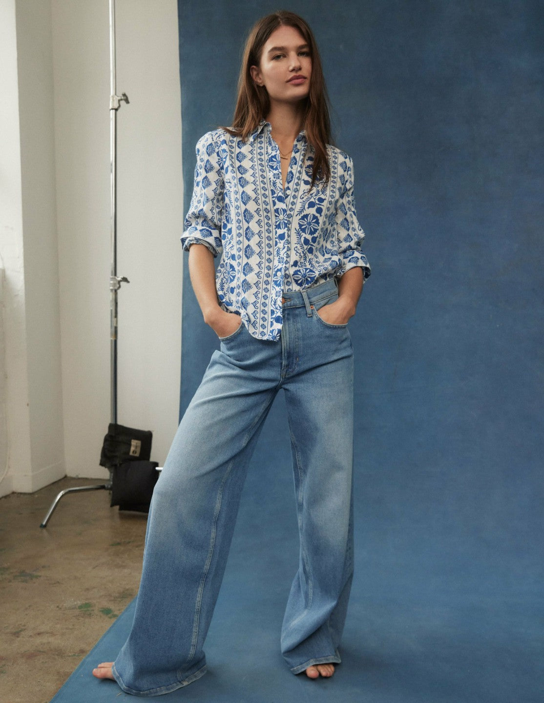 High Rise Wide Leg Jeans-Light Vintage / Boden Sale