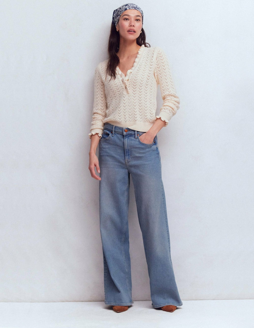 High Rise Wide Leg Jeans-Light Vintage / Boden Sale