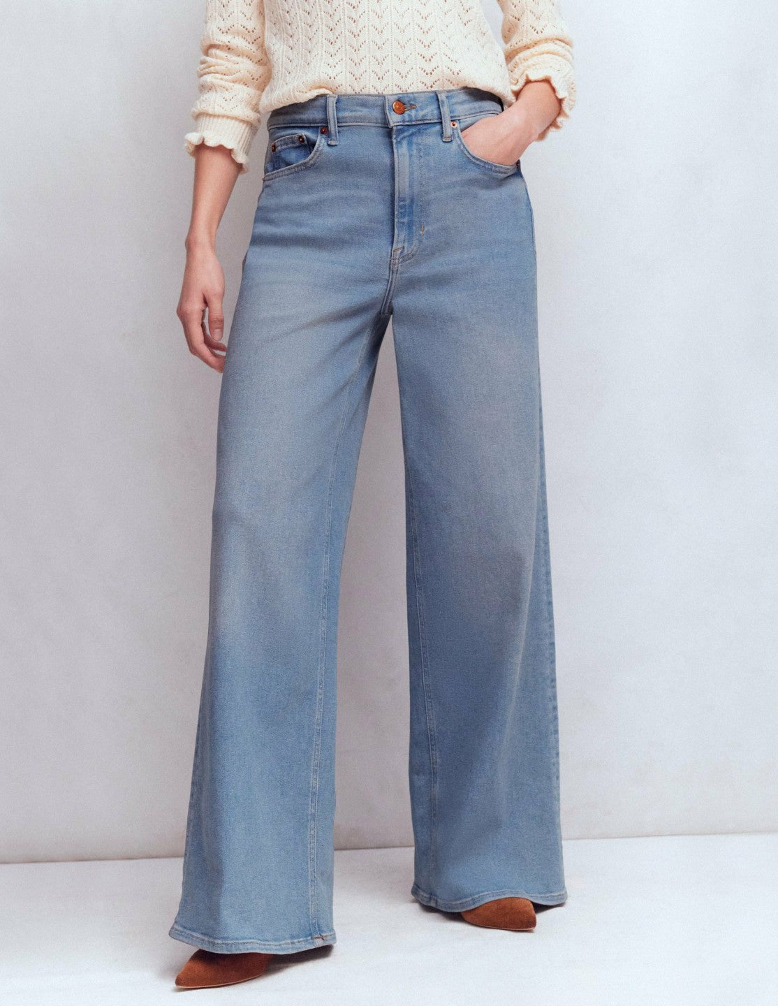 High Rise Wide Leg Jeans-Light Vintage / Boden Sale