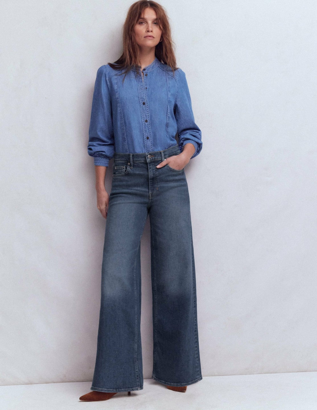 High Rise Wide Leg Jeans-Mid Vintage / Boden