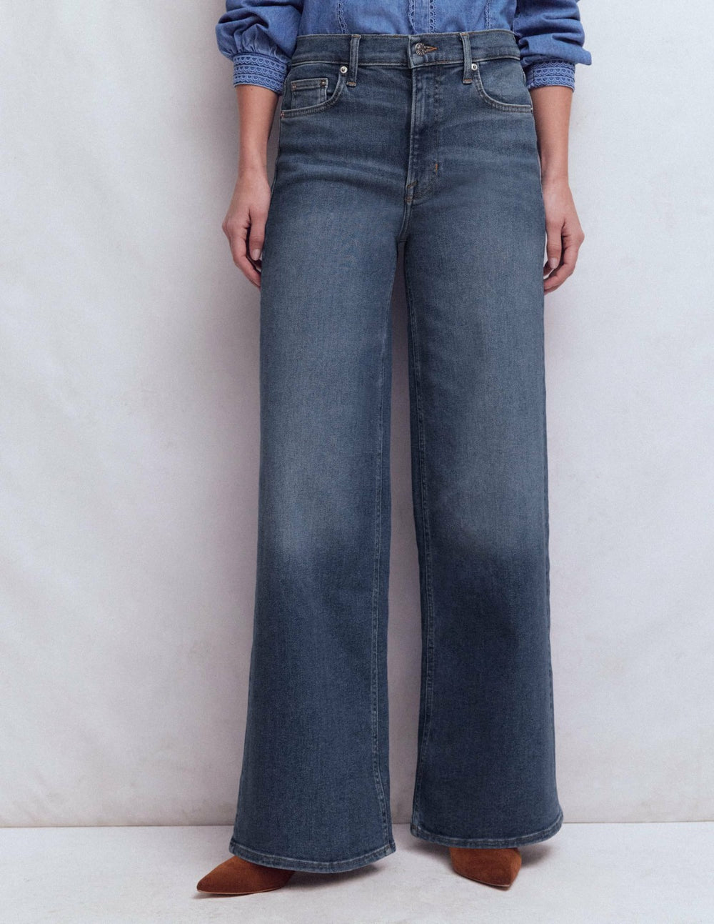 High Rise Wide Leg Jeans-Mid Vintage / Boden