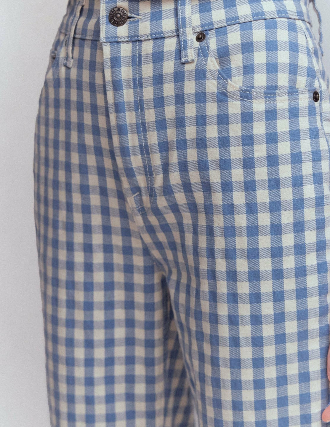 High Rise Straight Jeans-Blue Gingham / Boden Sale