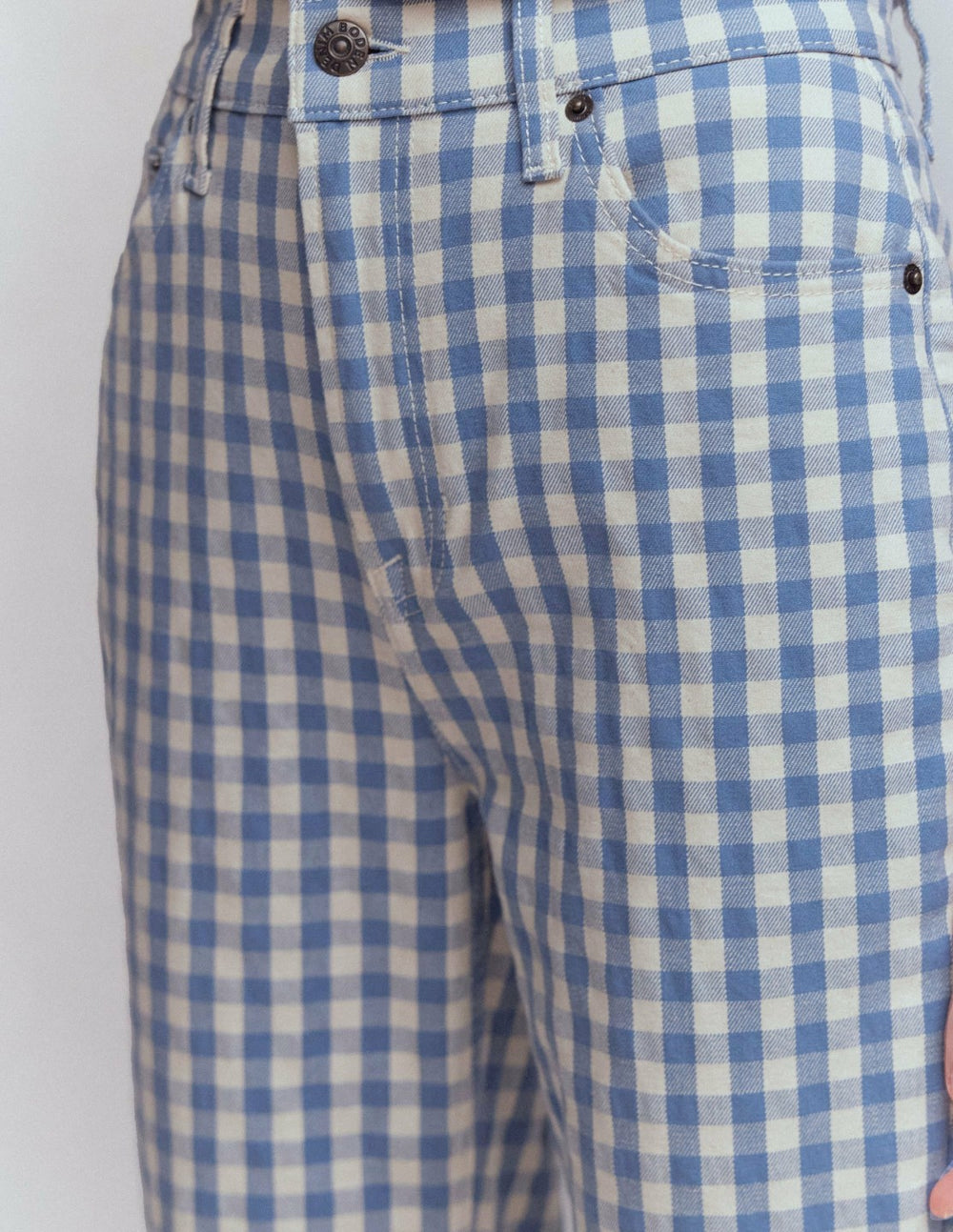 High Rise Straight Jeans-Blue Gingham / Boden Sale