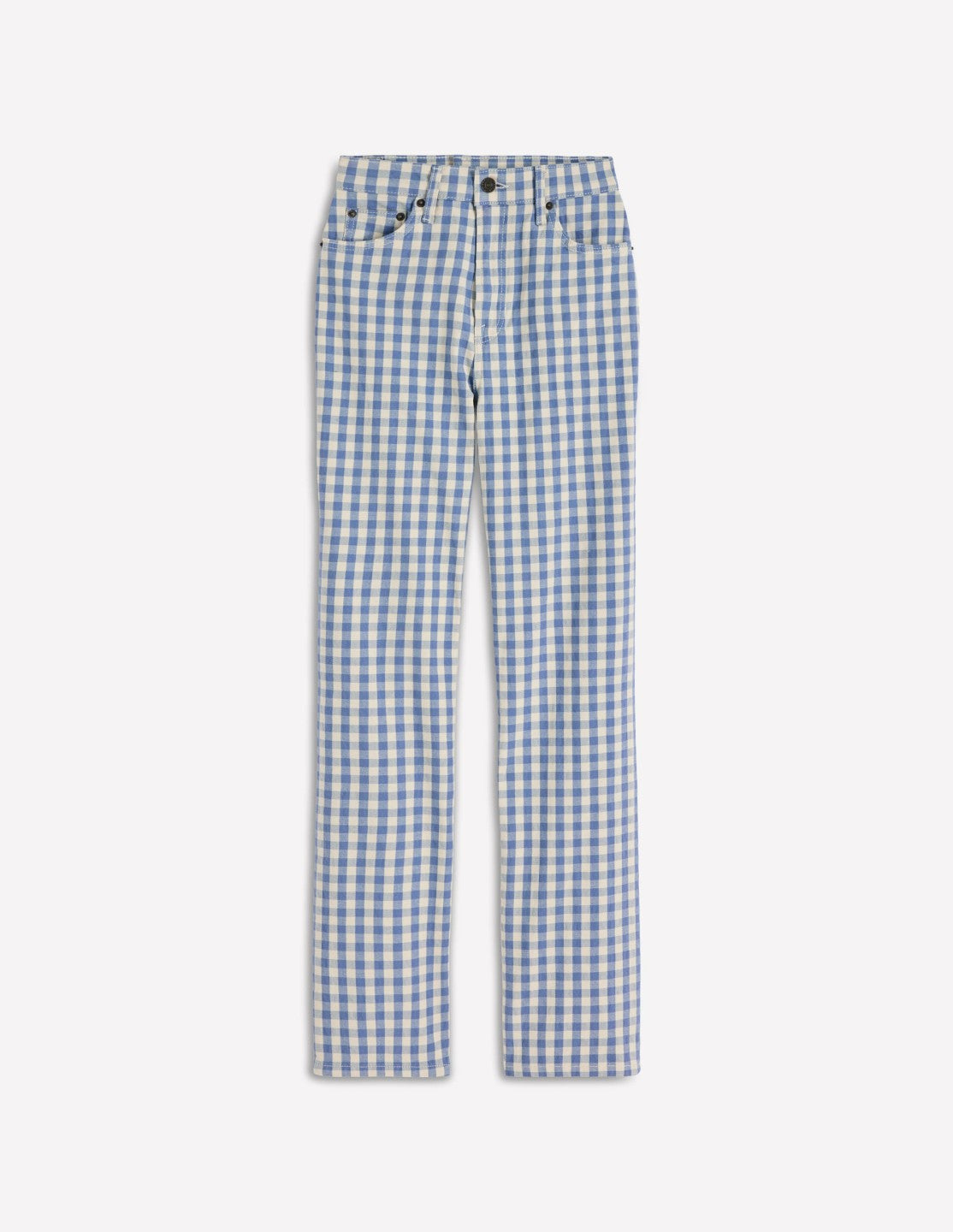 High Rise Straight Jeans-Blue Gingham / Boden Sale