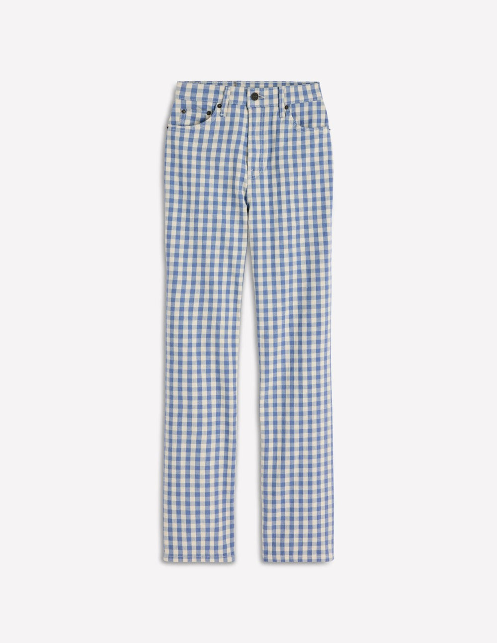 High Rise Straight Jeans-Blue Gingham / Boden Sale