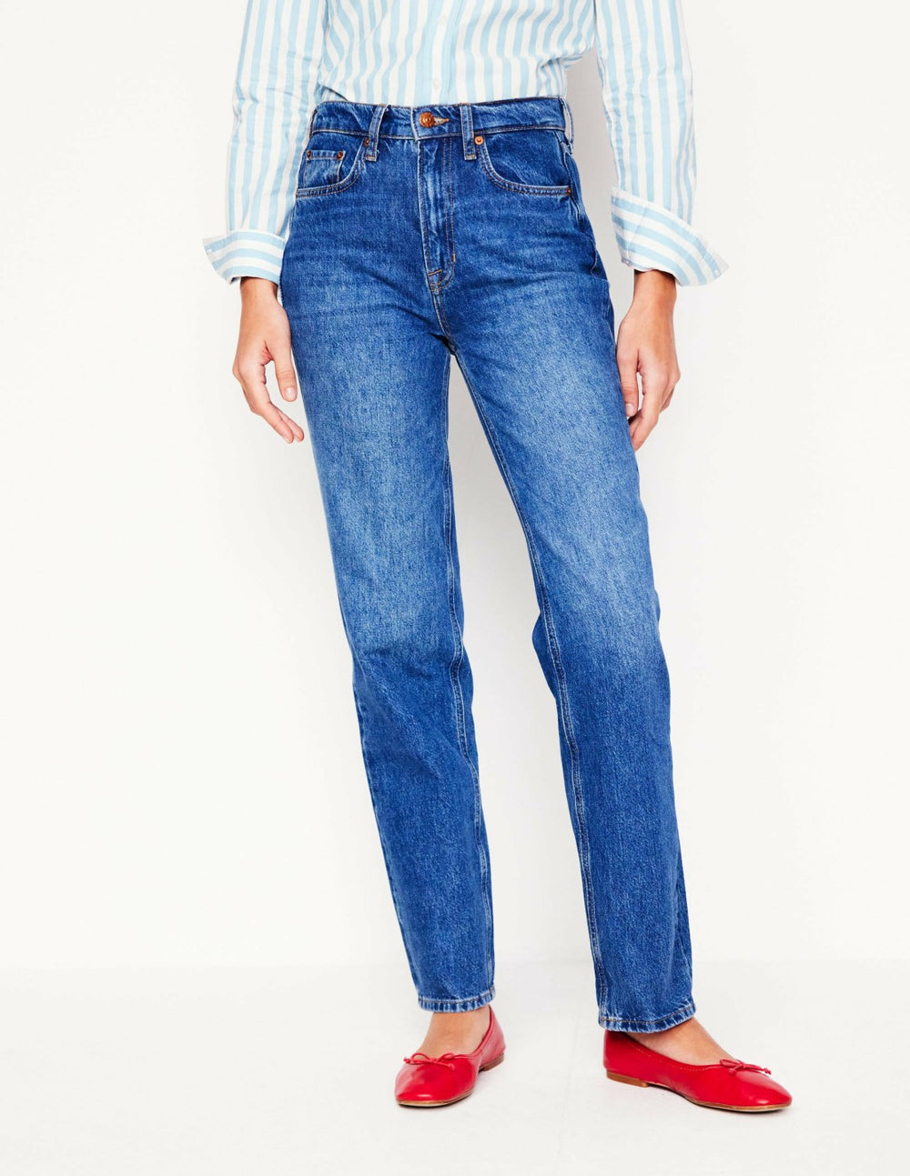 High Rise Straight Leg Jeans-Mid Vintage / Boden Outlet