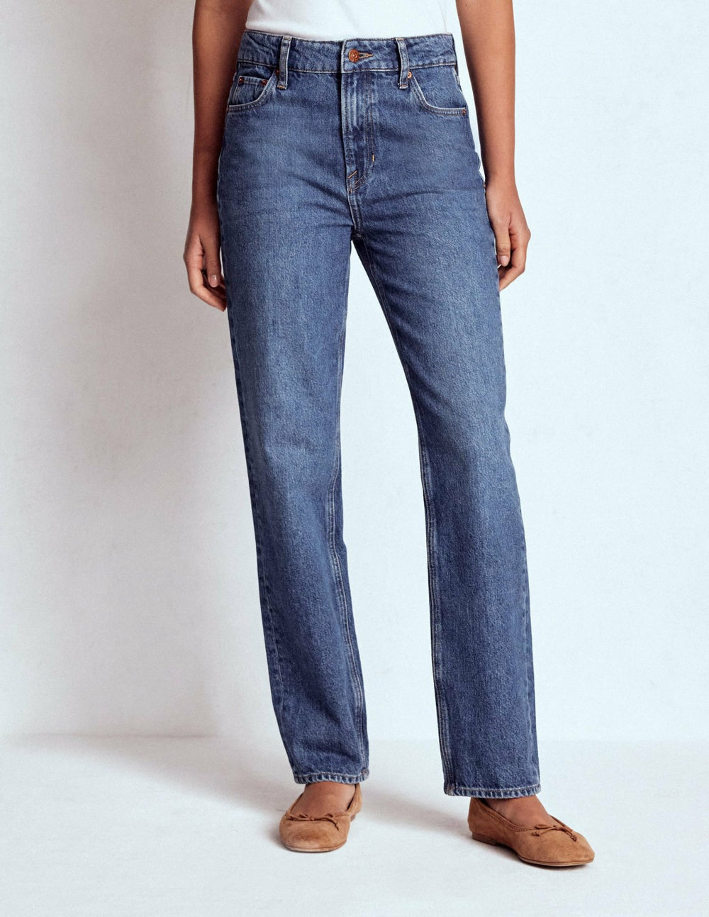 High Rise Straight Leg Jeans-Mid Vintage / Boden Outlet