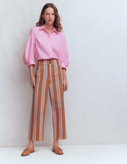 Primrose Cropped Pants-Cognac, Pink Stripe / Boden Discount