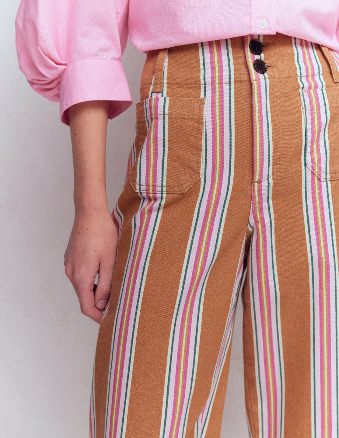 Primrose Cropped Pants-Cognac, Pink Stripe / Boden Discount