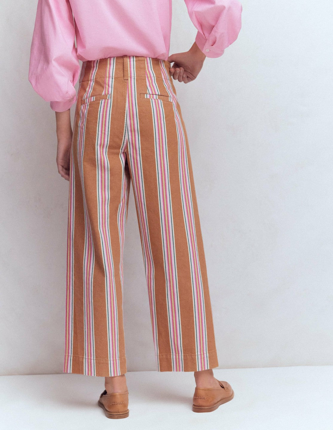 Primrose Cropped Pants-Cognac, Pink Stripe / Boden Discount