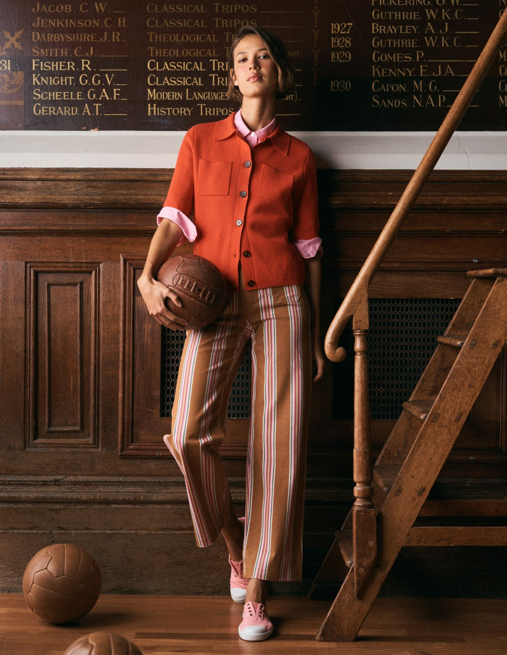 Primrose Cropped Pants-Cognac, Pink Stripe / Boden Discount