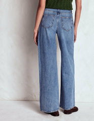 Relaxed Wide Leg Jeans-Mid Vintage / Boden