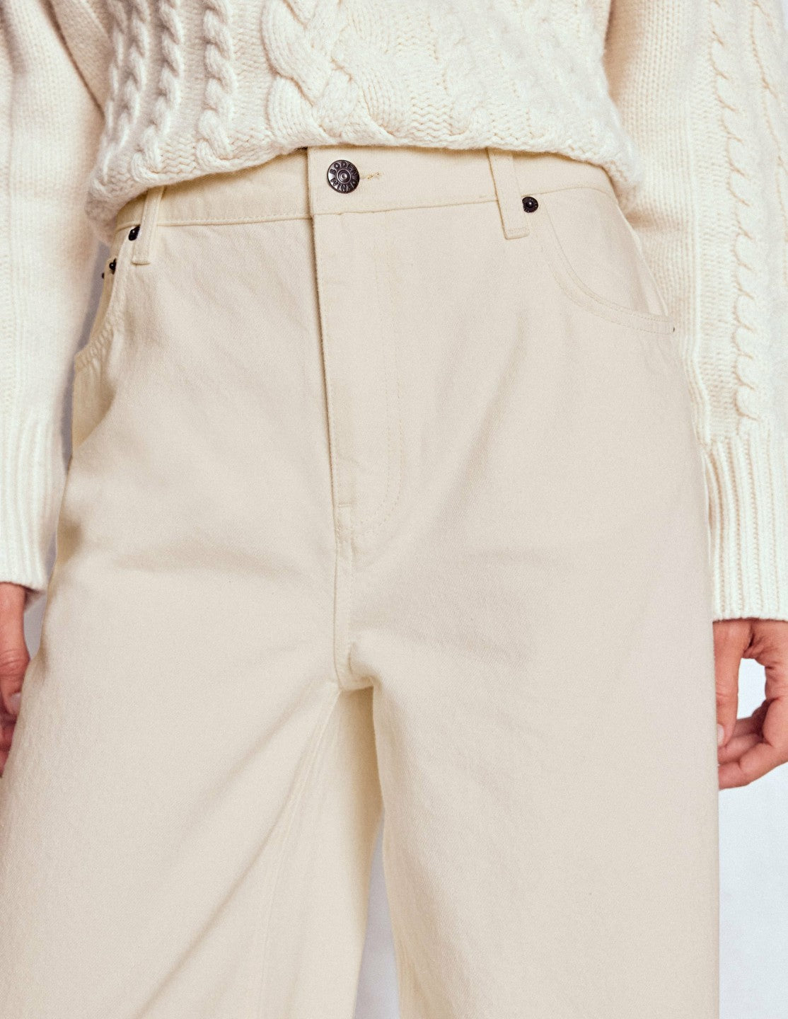 Relaxed Wide Leg Jeans-Ecru / Boden Sale