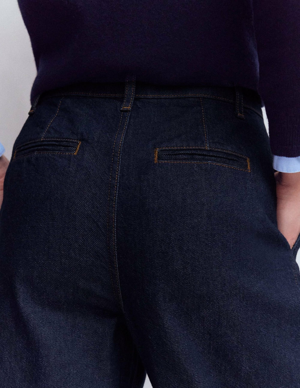 Pleated Wide Leg Jeans-Indigo Rinse / Boden Outlet