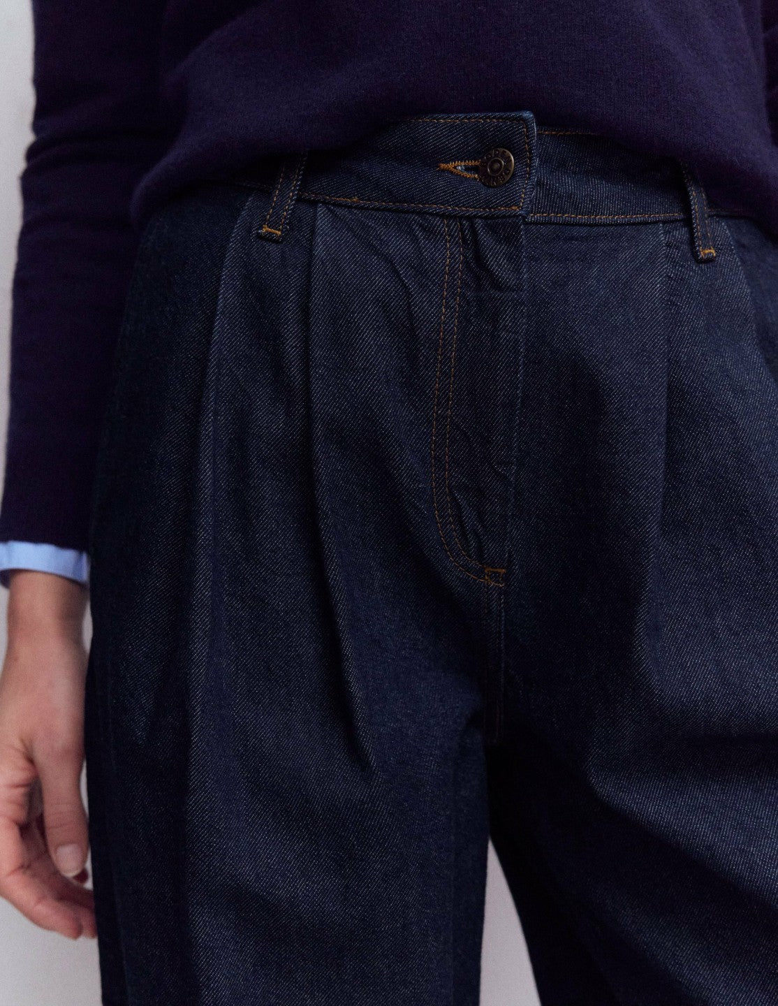 Pleated Wide Leg Jeans-Indigo Rinse / Boden Outlet