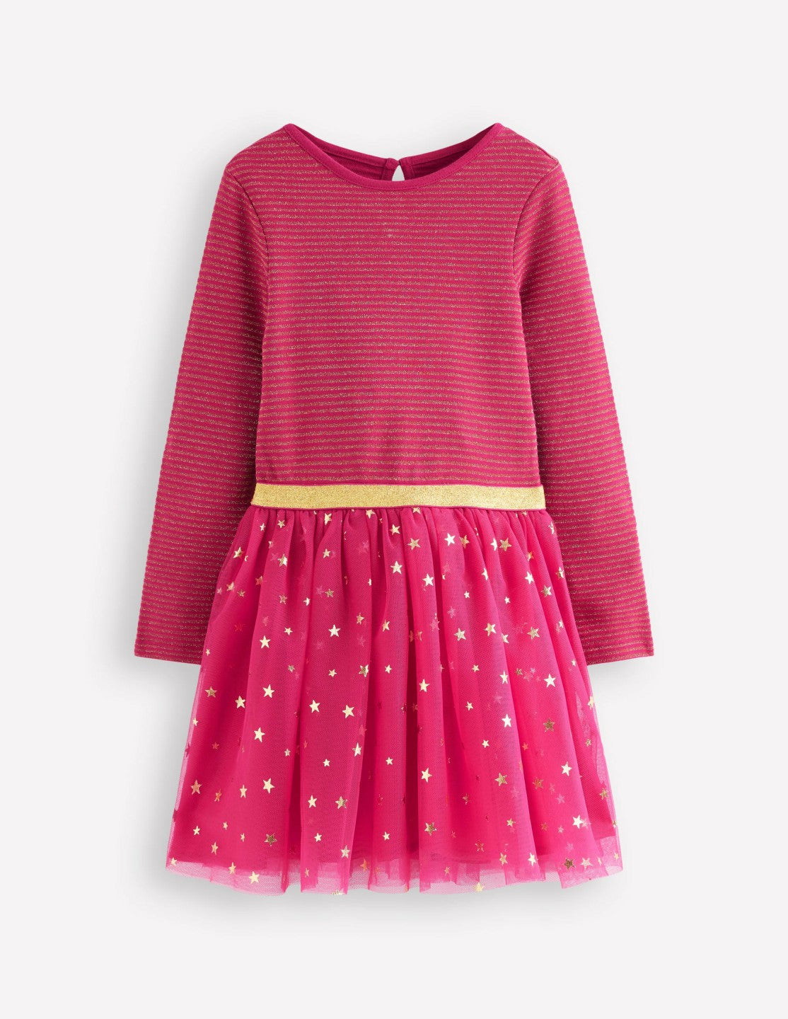 Twirly Tulle Mix Dress-Cherry Jam/ Gold Confetti / Boden us