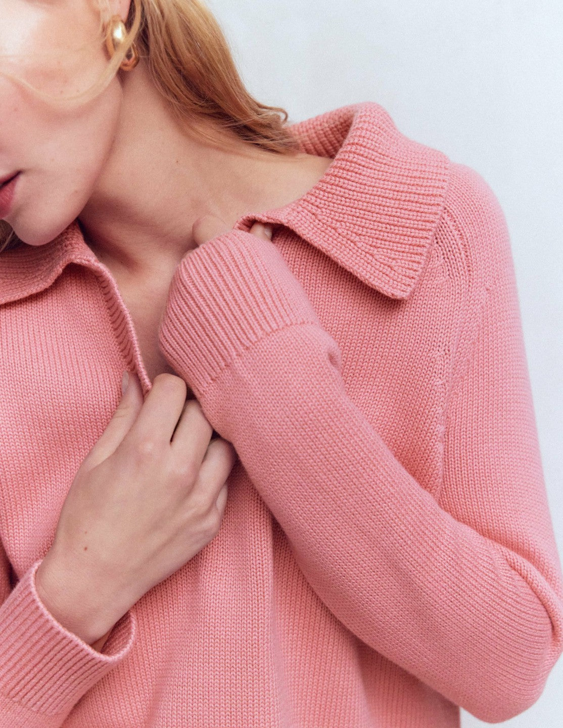 Cotton Henley Sweater-Dusty Rose / Boden Sale