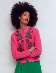 Elena Stand Neck Jacket-Pink Embroidery / Boden Online
