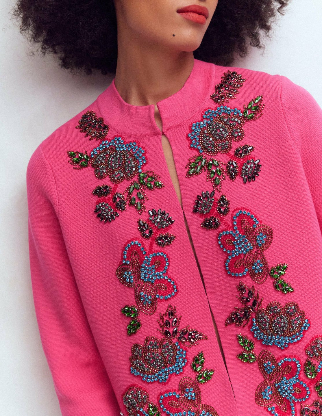 Elena Stand Neck Jacket-Pink Embroidery / Boden Online