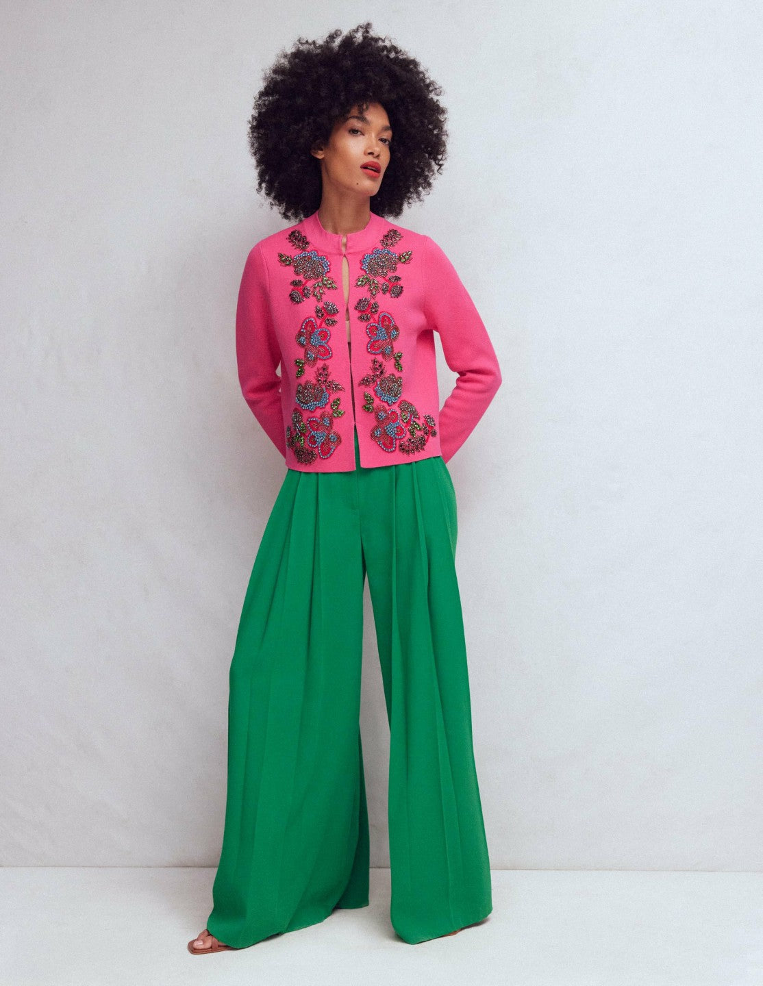 Elena Stand Neck Jacket-Pink Embroidery / Boden Online