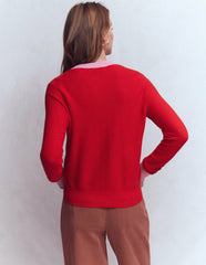 Grace Colour Block Cardigan-Bright Cherry / Boden Outlet
