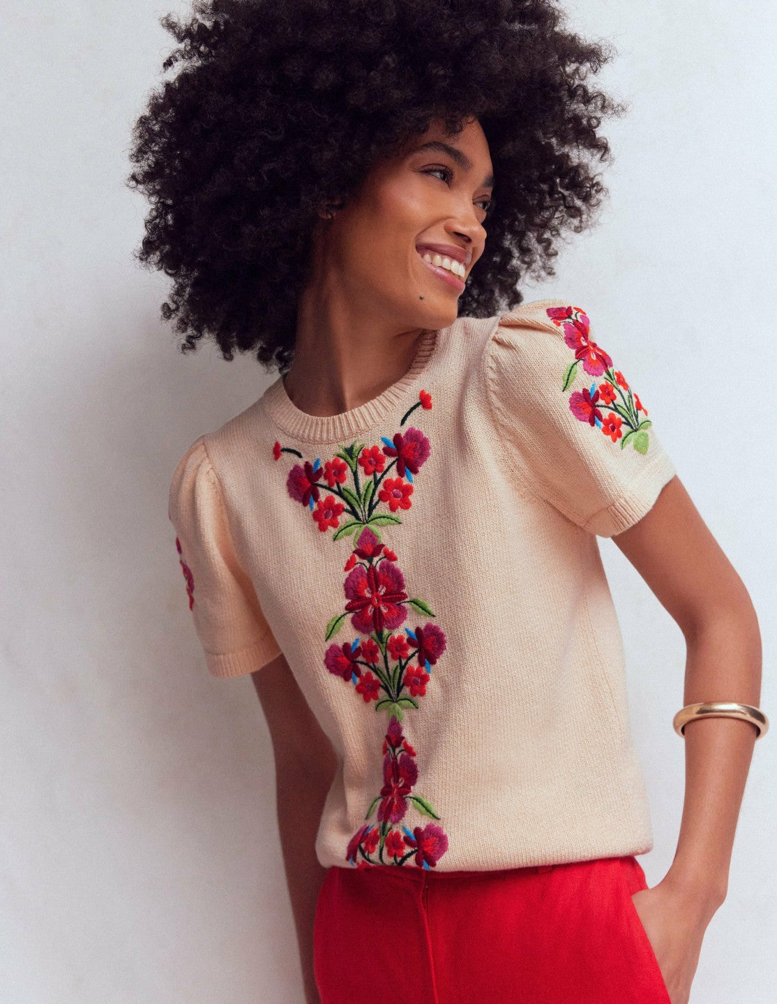 Monica Knitted T-Shirt-Ivory / Boden Discount