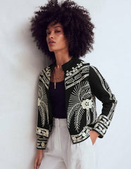 Elena Stand Neck Jacket-Black Embroidery / Boden us