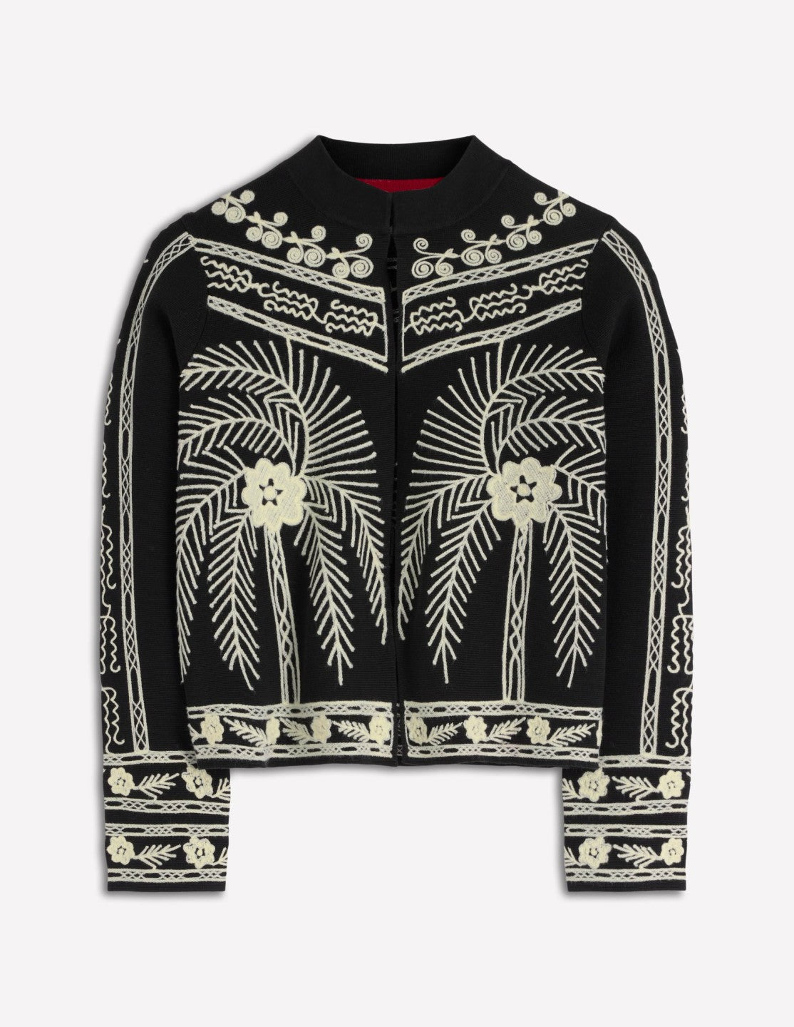 Elena Stand Neck Jacket-Black Embroidery / Boden us