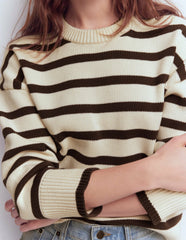 Lucy Relaxed Cotton Sweater-Ivory, Brown / Boden Outlet