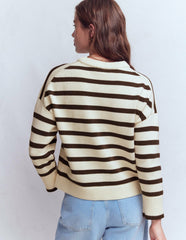 Lucy Relaxed Cotton Sweater-Ivory, Brown / Boden Outlet