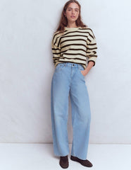 Lucy Relaxed Cotton Sweater-Ivory, Brown / Boden Outlet