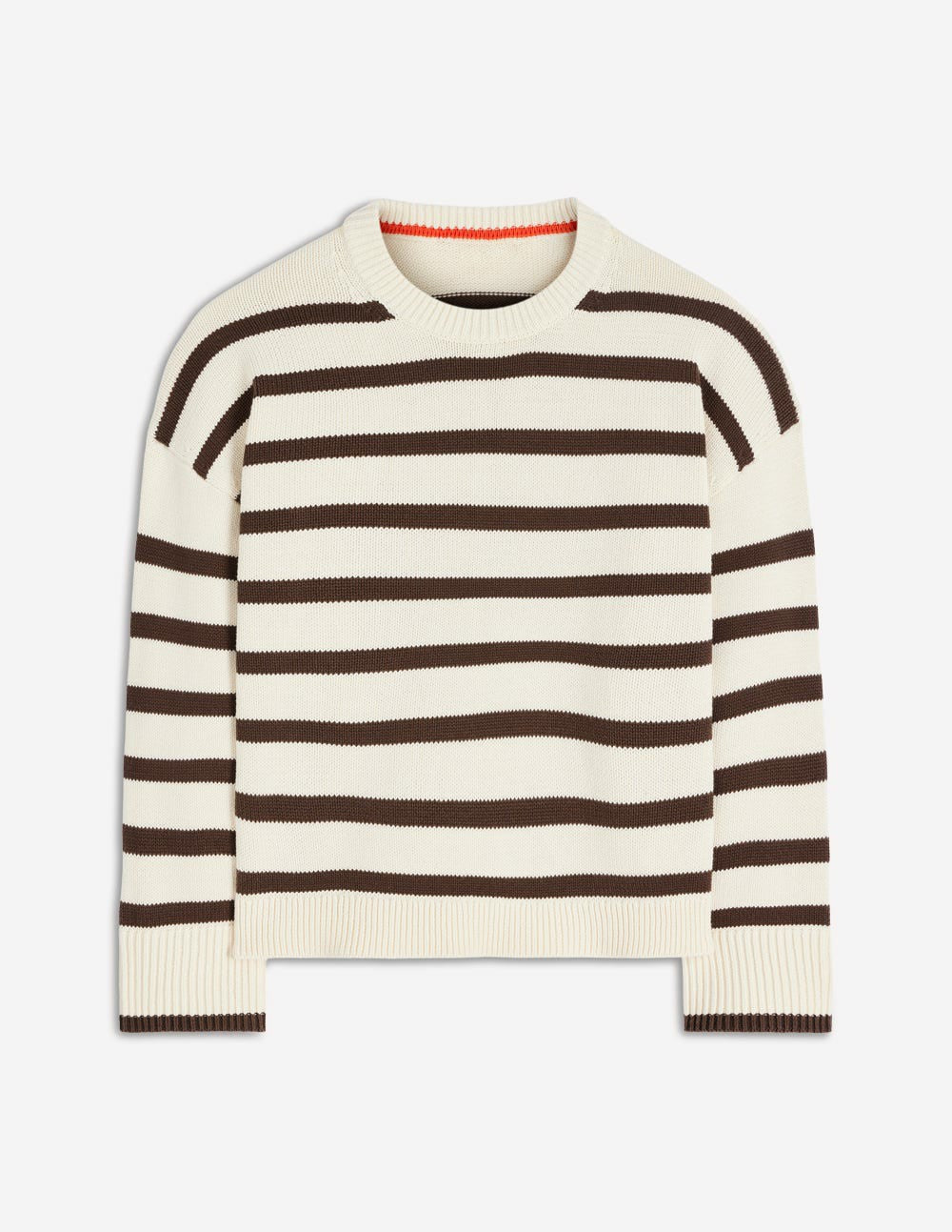 Lucy Relaxed Cotton Sweater-Ivory, Brown / Boden Outlet