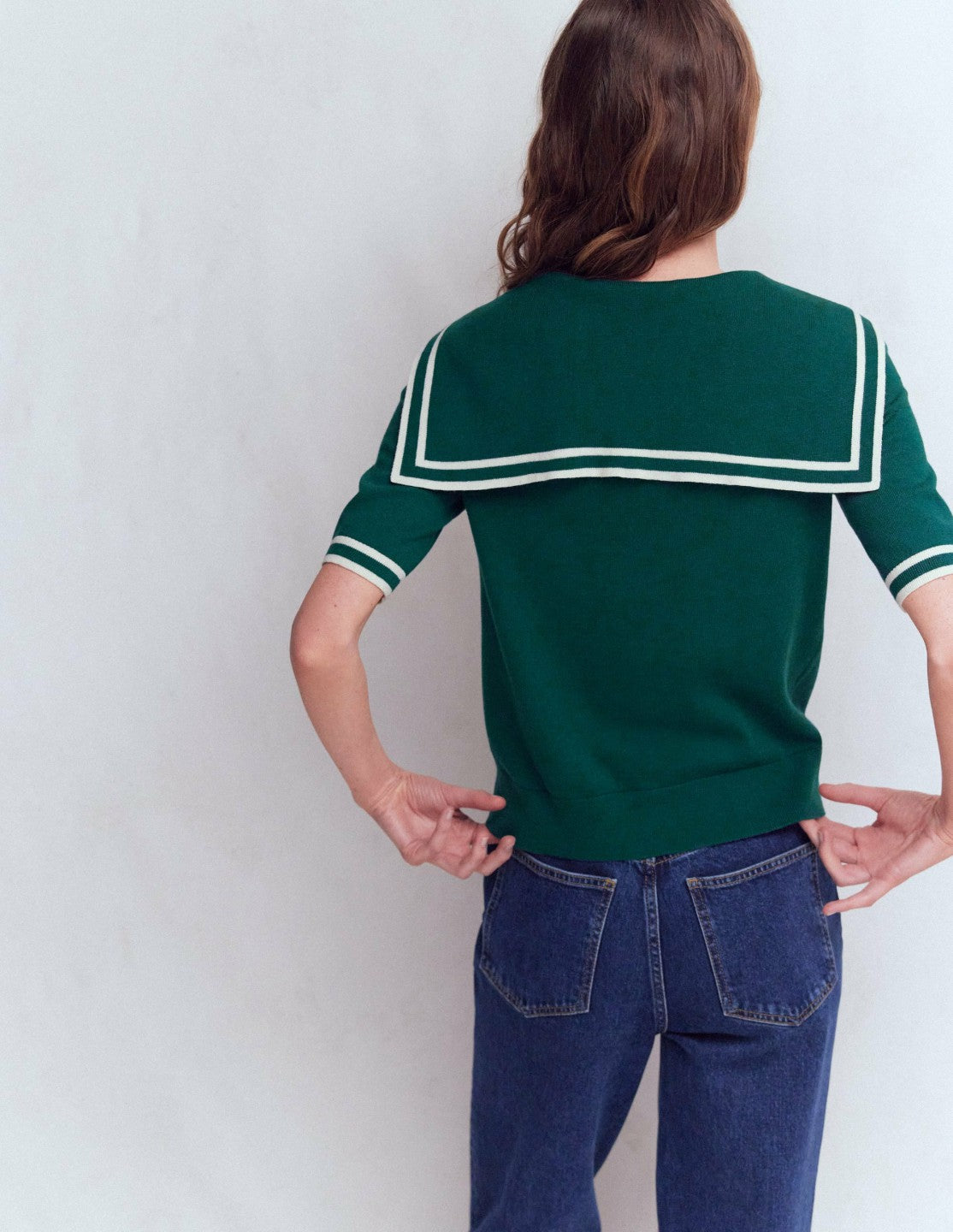 Sailor Collar sweater-Green / Boden Discount