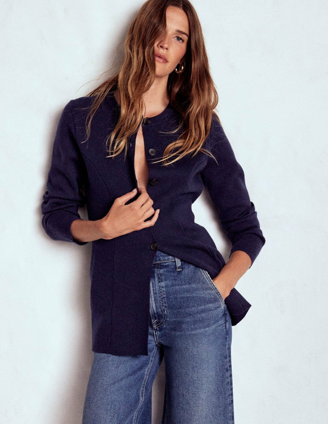 Joanna Fitted Knitted Jacket-Navy / Boden Online