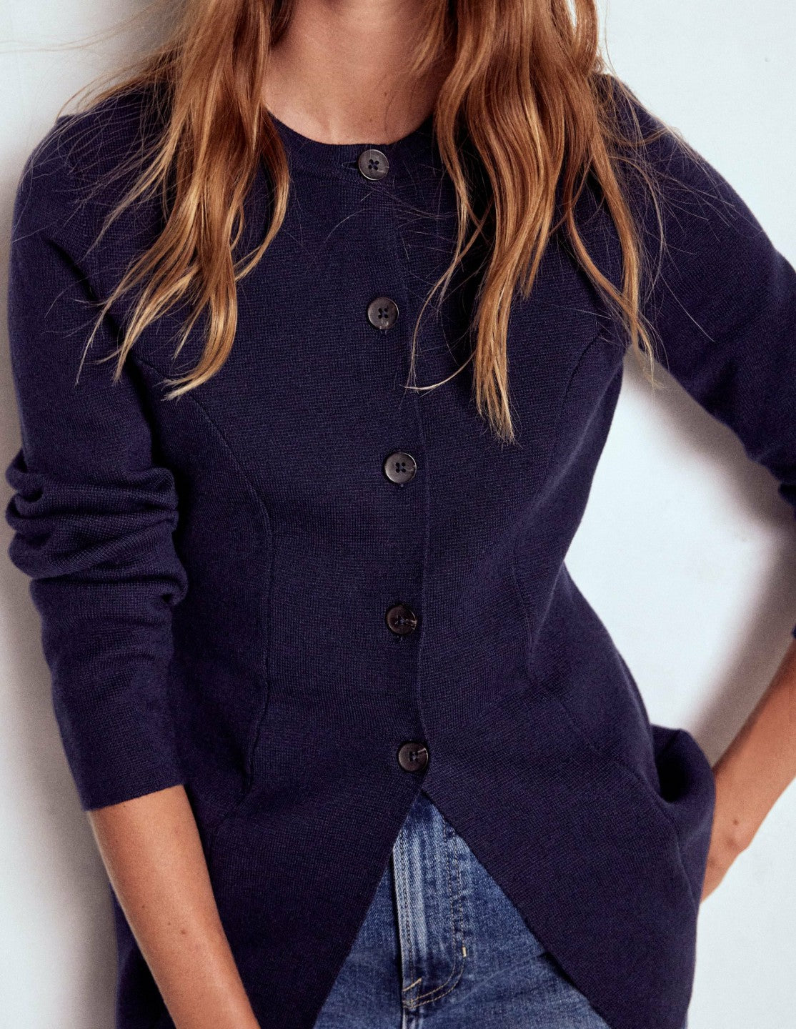 Joanna Fitted Knitted Jacket-Navy / Boden Online