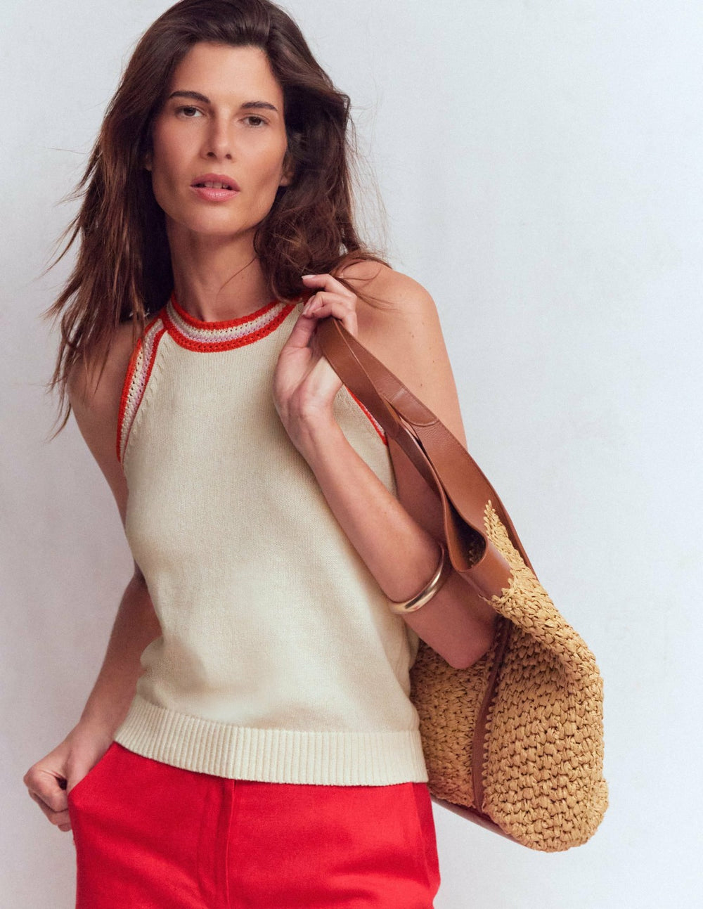 Saffron Crochet Racer Tank-Ivory / Boden Outlet
